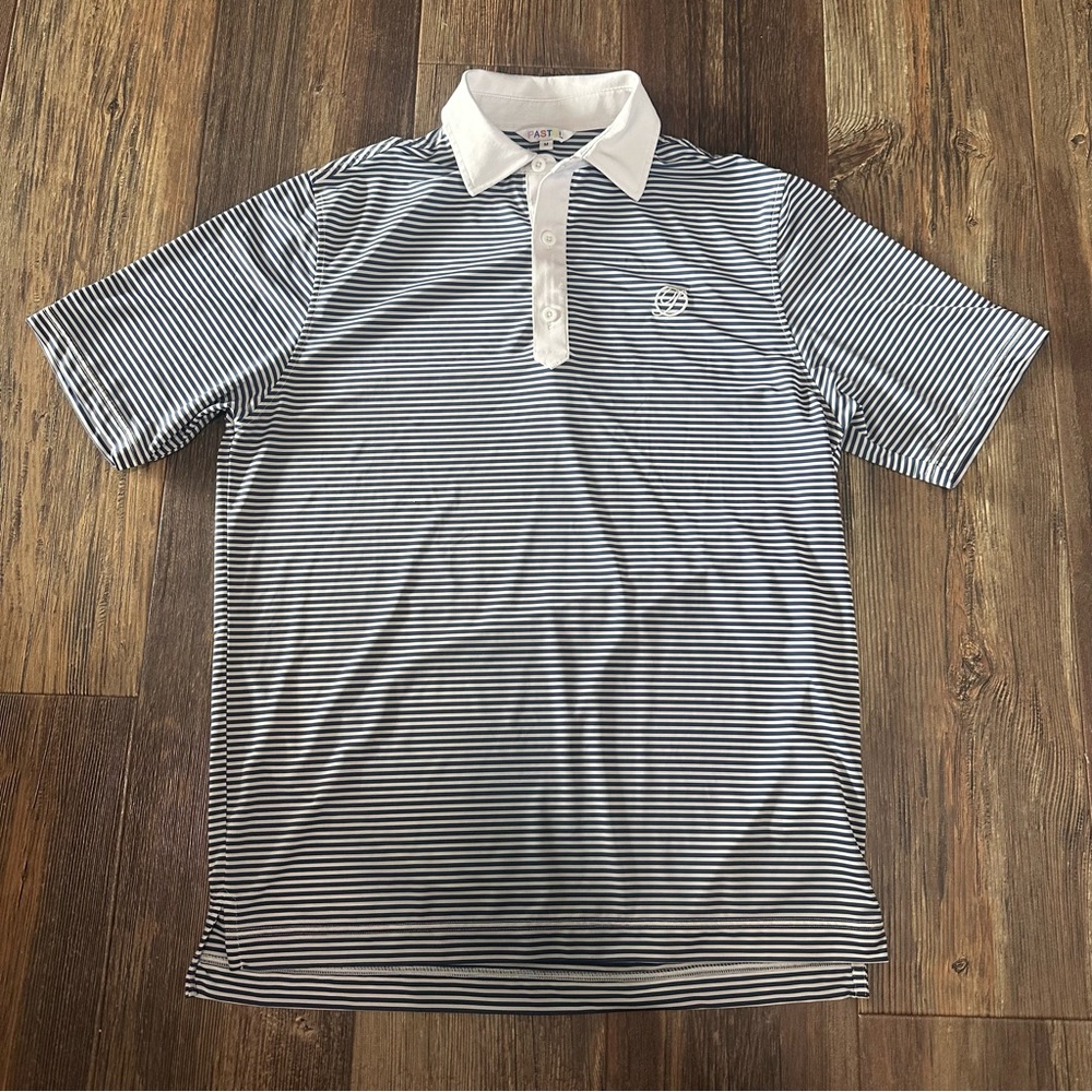 Pastel sea polo men's M golf polo UV stretch striped shirt